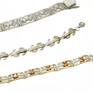 Серебряные кольца серьги браслеты подвески с золотом оптом