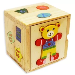 Деревянная игрушка Куб-сортер с вкладышами Мишка 46391
