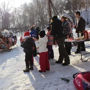 сани с дедом Морозом и Снегурочкой