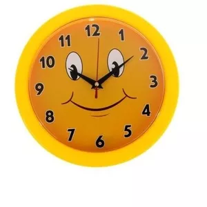 Часы настенные круглые Смайлик с цифрами циферблат 23х23 см 46814 