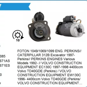 Стартер Cat 312b,  Volvo Ec130 3872D304
