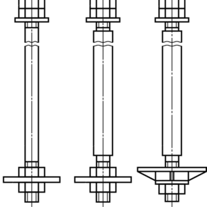 Болт фундаментный прямой с шайбой и двумя гайками