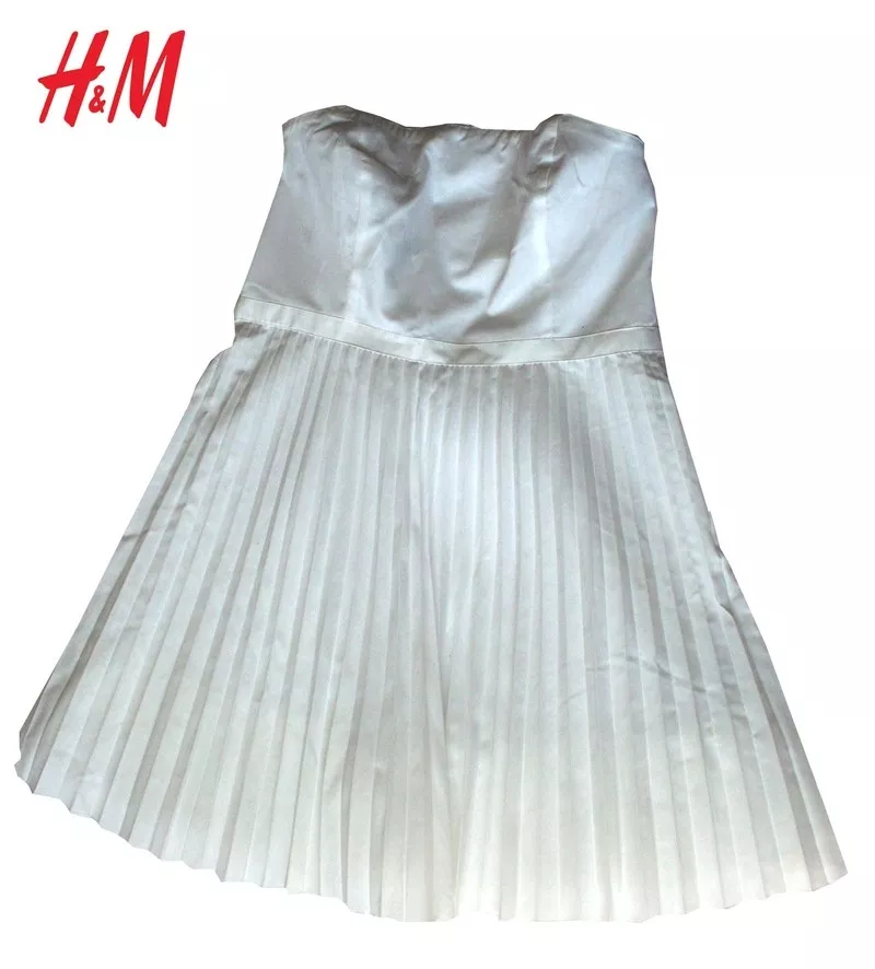 Новое женское платье H&M,  полиэстер+хлопок,  цвет: белый,  плиссе 2