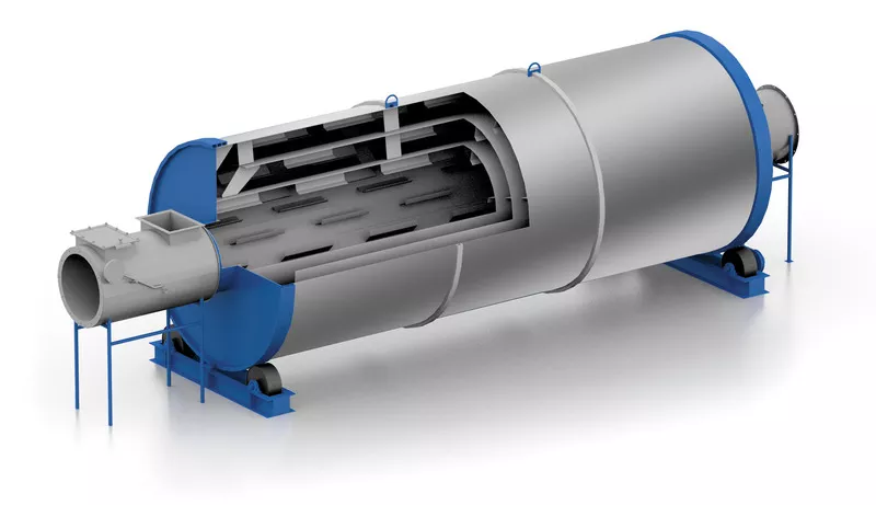Сушильный барабанный комплекс  для лесопереработки,  сушка опилок