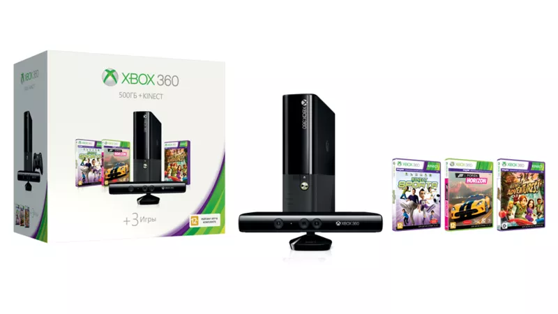 Комплект Xbox 360 500 ГБ с сенсором Kinect игры (новый)