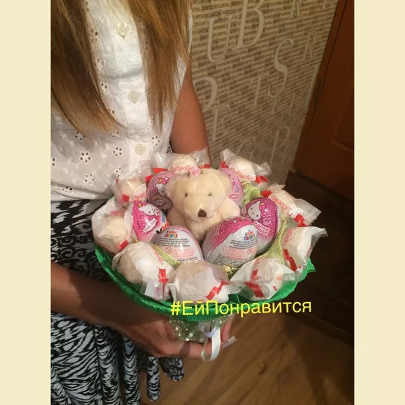 Шоколадные подарки для девушки,  букеты,  корзинки,  тортики Алматы 2