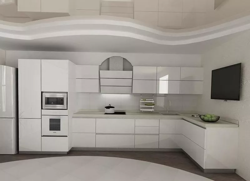 Кухня белая угловая дизайн фото