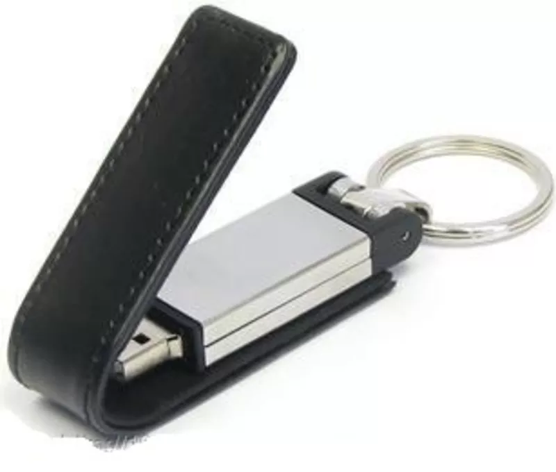 Продам USB флешка металлическая,  в кожаной оправе - 8Gb