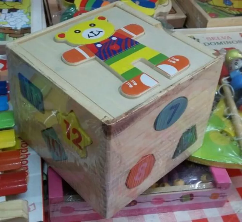 Деревянная игрушка Куб-сортер с вкладышами Мишка 46391 2