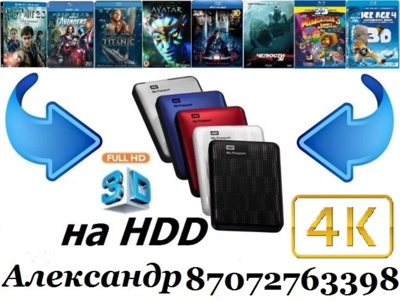 3D | 4К Фильмы - Алматы на жёстком диске для Вашего 3D 4K Телевизора