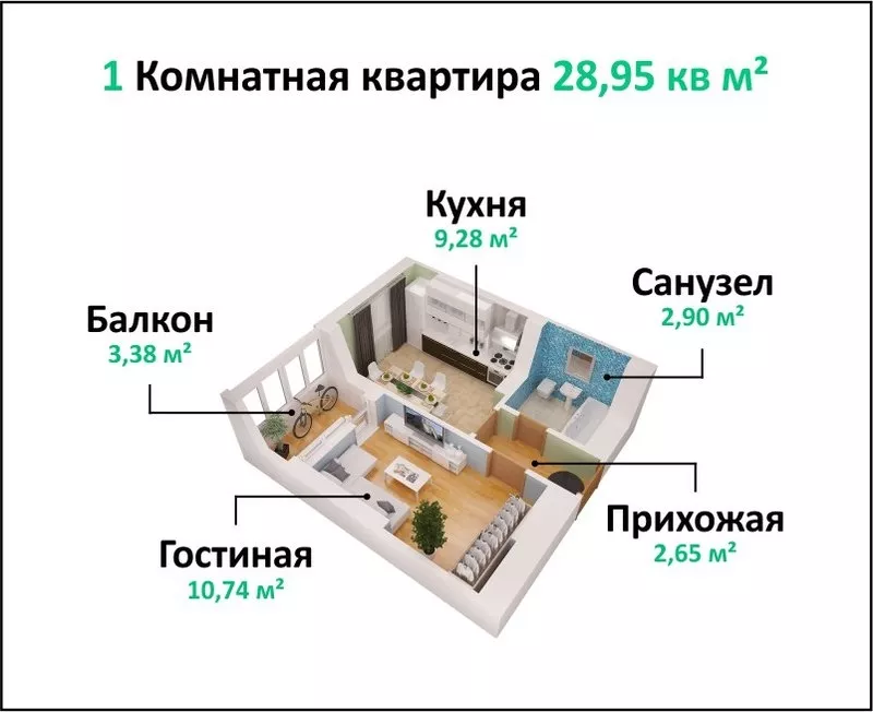 Квартиры в Бишкеке в центре всего за 14500$ 2