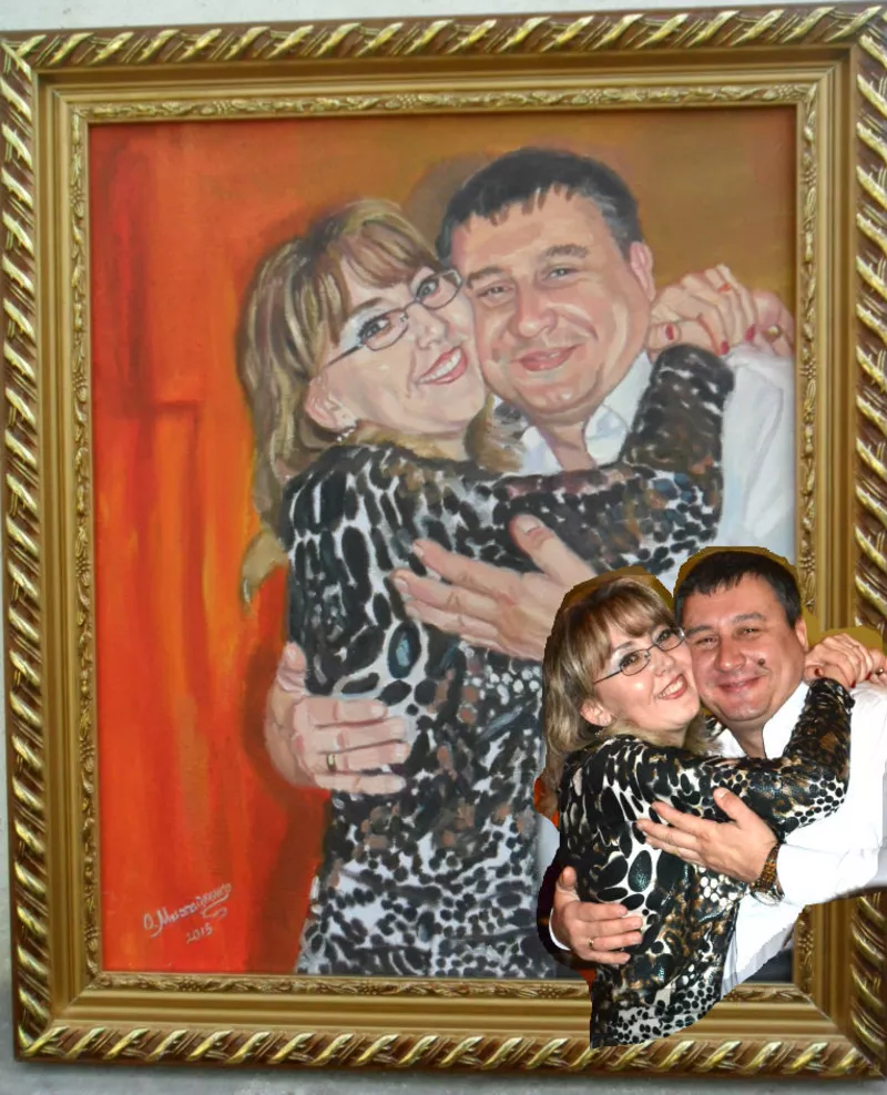 Семейный портрет из разных фотографий на холсте