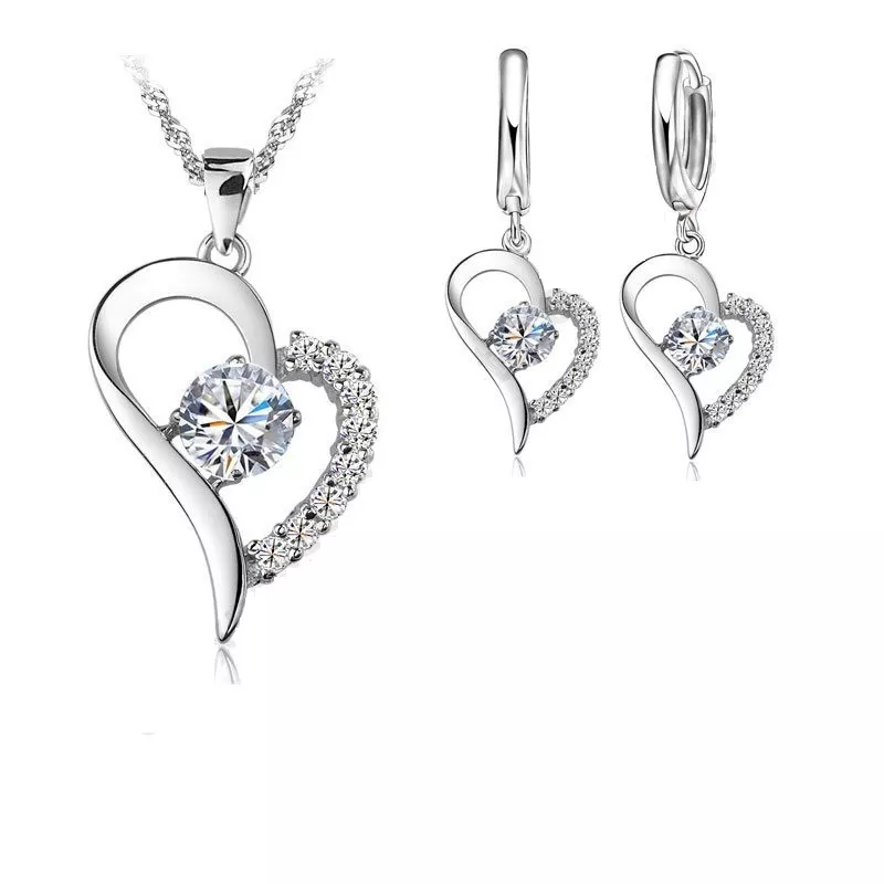 Продам серебряный ювелирные набор - Серьги + Ожерелье (Heart) 4
