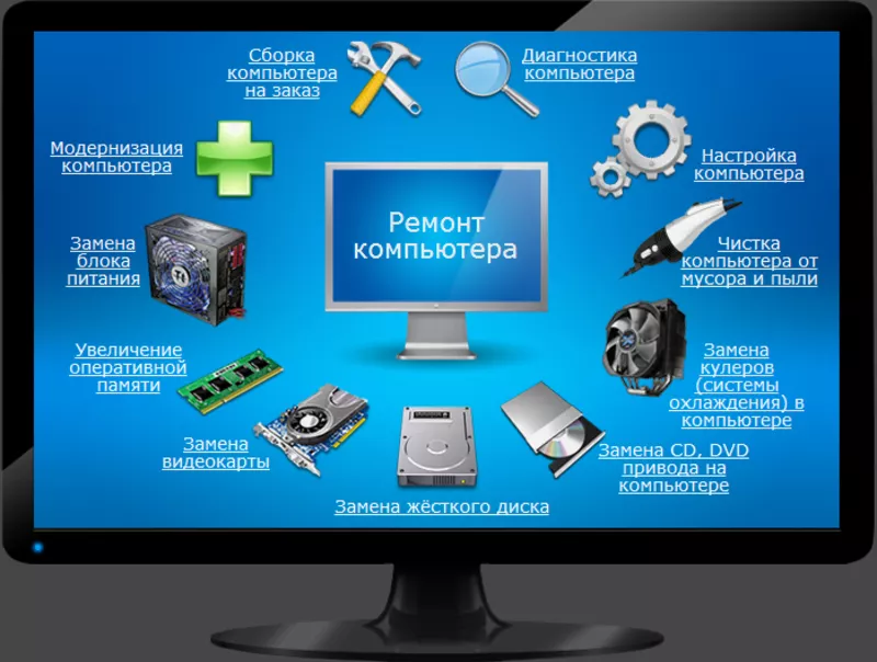 Ремонт компьютеров,   установка Windows и программ в Шымкенте
