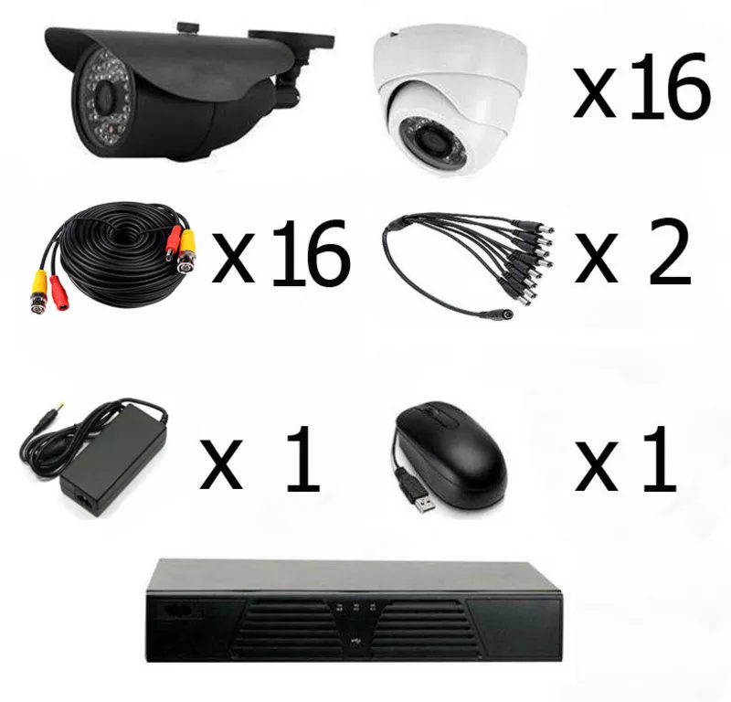 Комплект видеонаблюдения на 16 камер (Камеры высокого разрешения AHD 