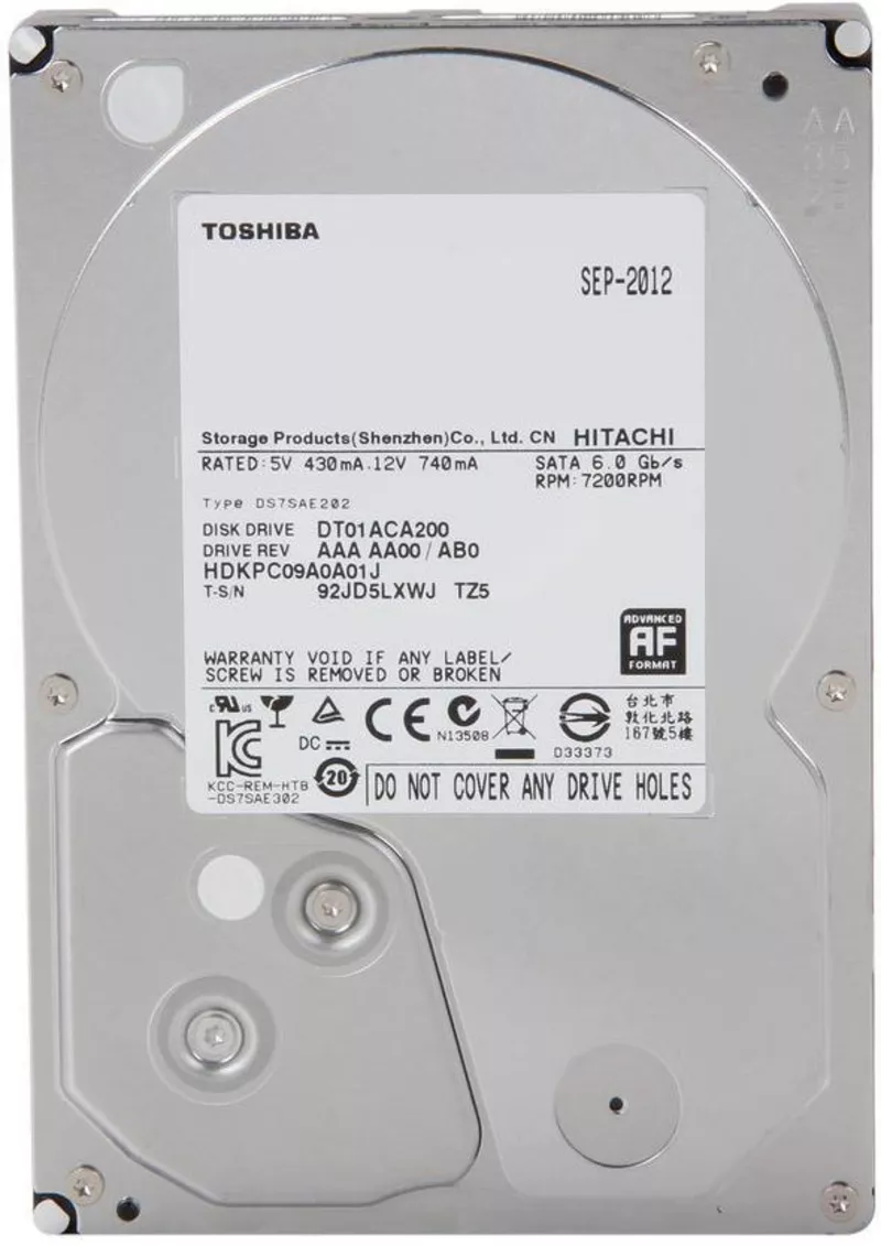 Продам жесткий диск HDD TOSHIBA 2Тб DT01ACA200