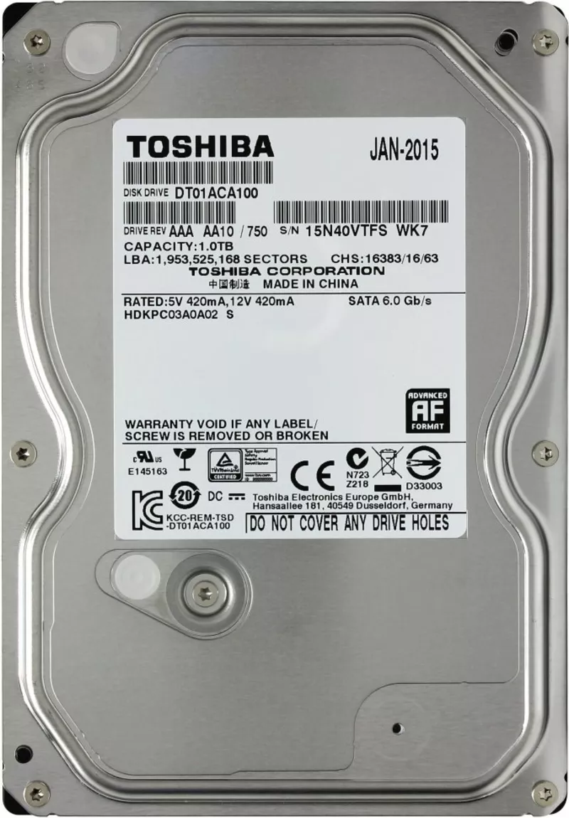 Продам жесткий диск HDD TOSHIBA 1Тб DT01ACA100