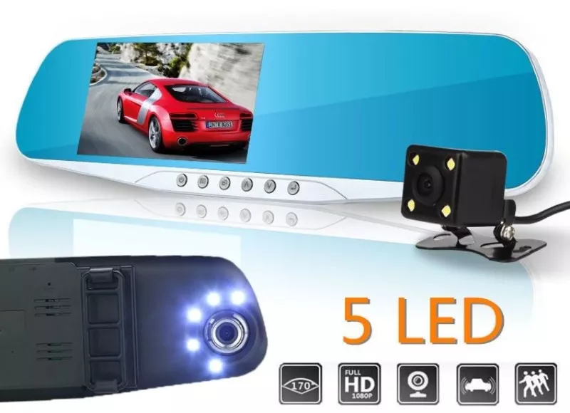 Продам автомобильный Full HD видеорегистратор-зеркало с двумя камерами