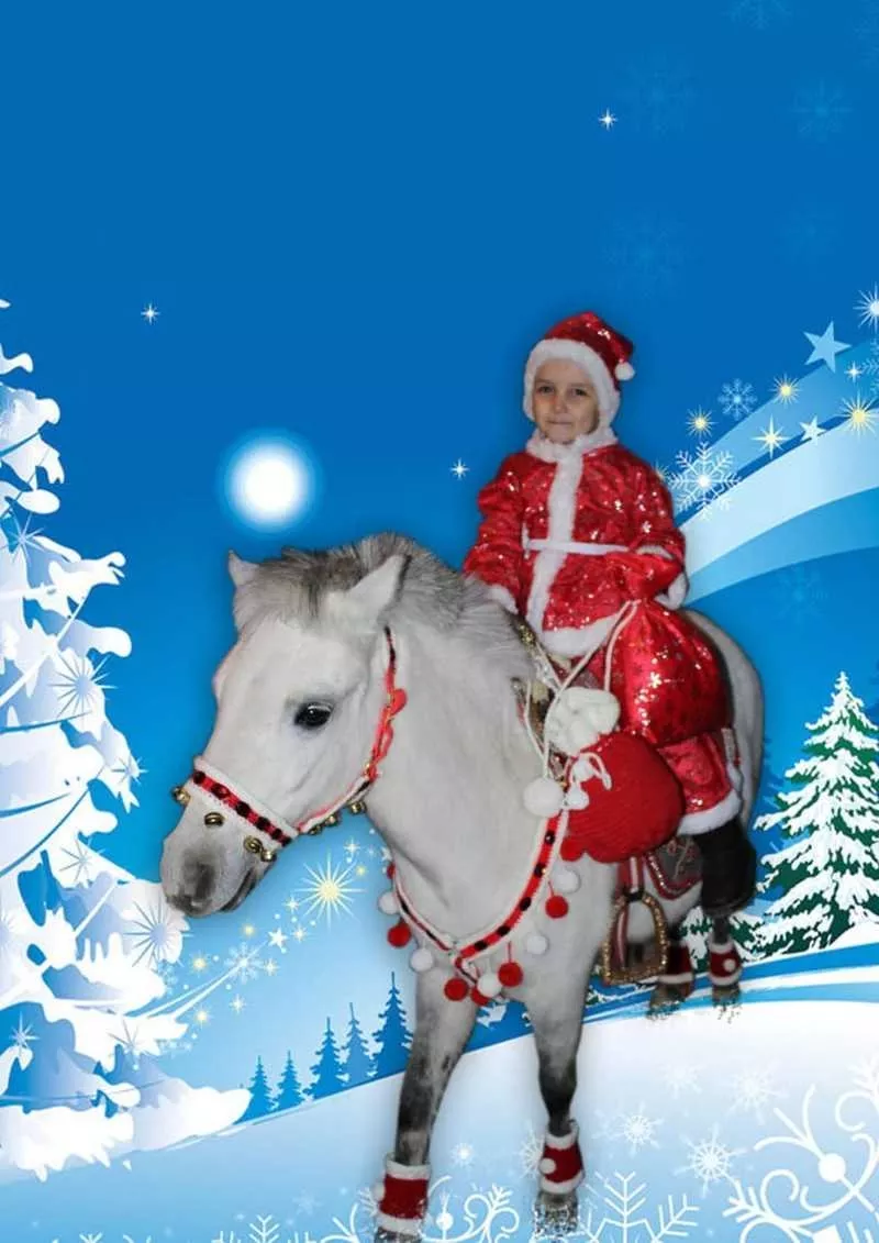 Санта Клаус на маленькой лошадке