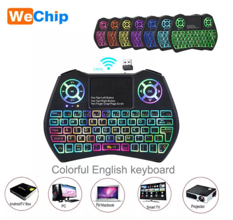 Продам беспроводная мини клавиатура с тачпадом и разноцветной подсветк