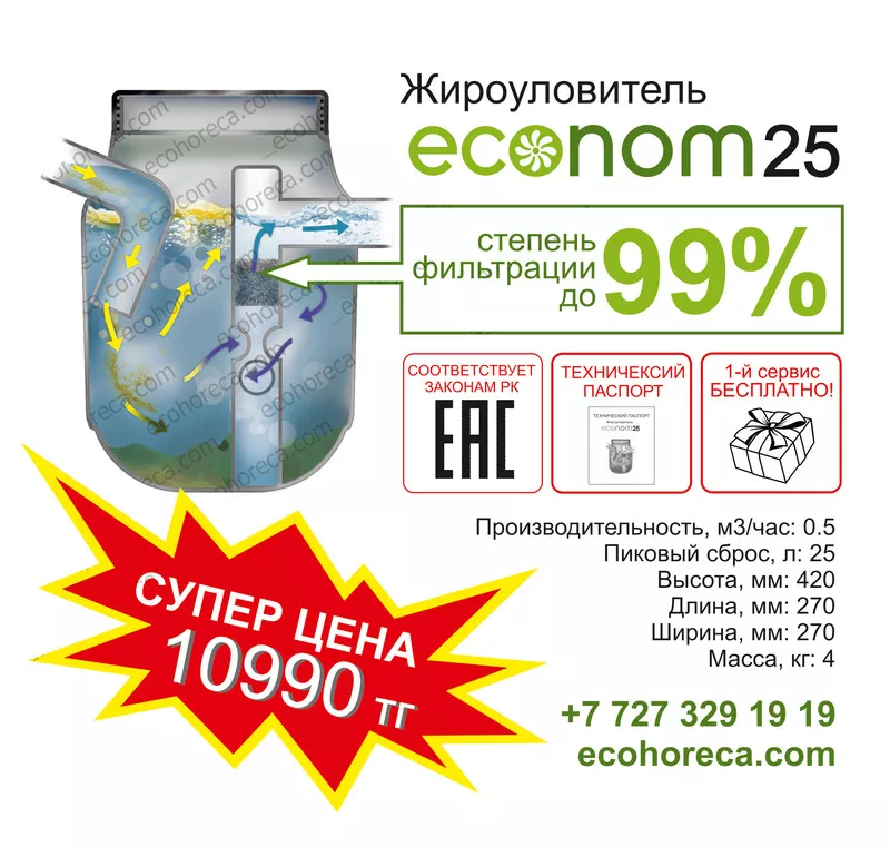 Жироуловитель Эконом 25л 10 990 тенге