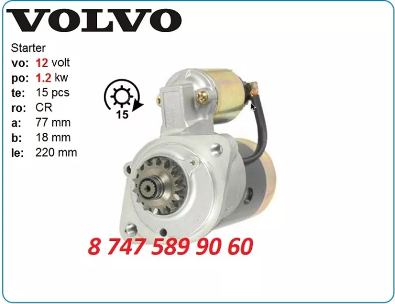 Стартер на мини экскаватор Volvo Ec15b, ec15c, ecr28