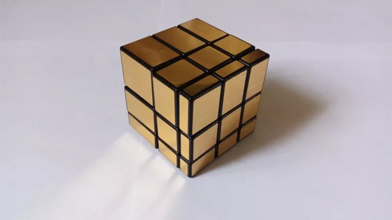 Кубик рубика 3х3 зеркальный золотой,  Шенгшоу 2