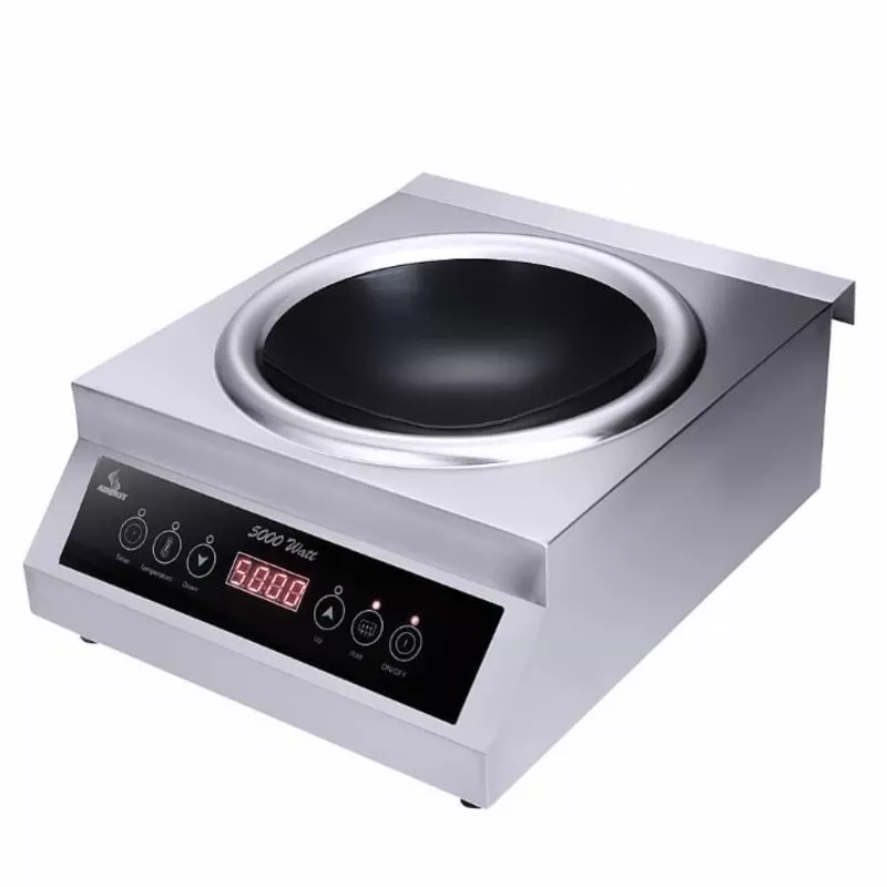 Индукционная плита Airhot IP5000 WOK. Установка	настольная Количество конфорок	1 Конфорка	индукционная,  WOK Напряжение	220 В Мощность	5 кВт Ширина	400 мм Глубина	485 мм Высота	180 мм Вес (без упаковки)	7.8 кг Вес (с упаковкой)	9.6 кг Страна производства	К