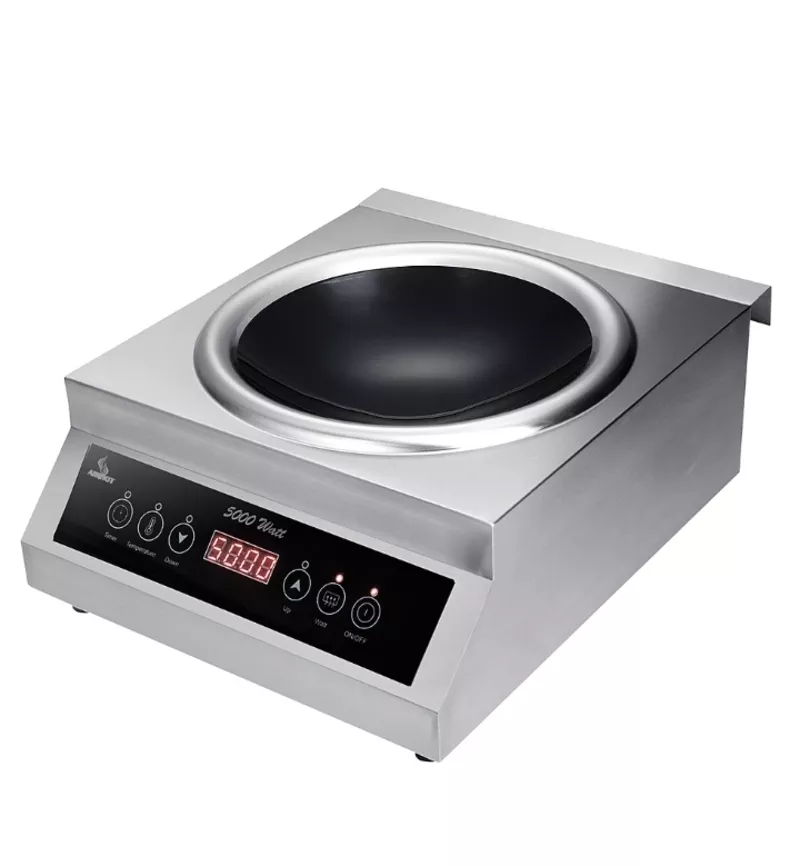 Индукционная плита Airhot IP5000 WOK. Установка	настольная Количество конфорок	1 Конфорка	индукционная,  WOK Напряжение	220 В Мощность	5 кВт Ширина	400 мм Глубина	485 мм Высота	180 мм Вес (без упаковки)	7.8 кг Вес (с упаковкой)	9.6 кг Страна производства	К 2