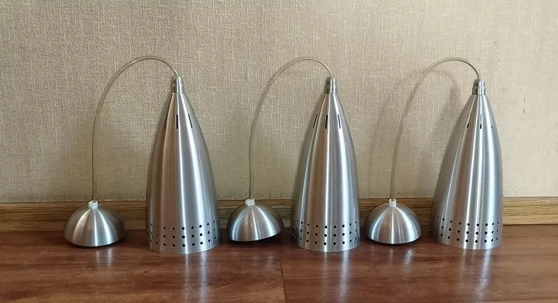 Люстра - Подвесной светильник с алюминиевым плафоном б/у,  3 шт. 5