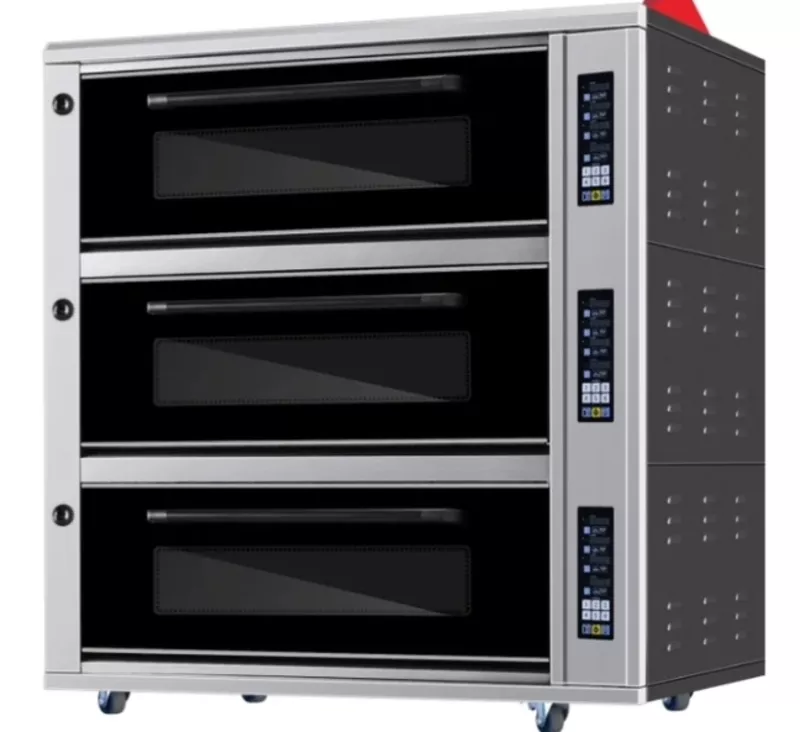 Жарочный шкаф 3х6. Подовый с паром Трёхъярусная электрическая печь KPS