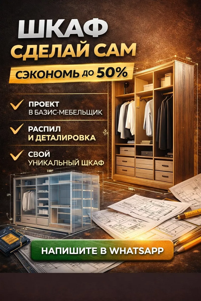 ШКАФЫ И ГАРДЕРОБНЫЕ «СДЕЛАЙ САМ» СЭКОНОМЬ НА МЕБЕЛИ ДО 50%.